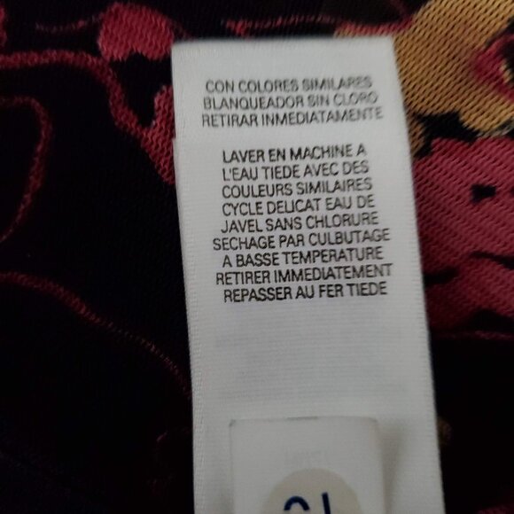 💎303 Emma E James by Liz Claiborne Black Floral Wrap Sheer Sleeve Top - Picture 6 of 8